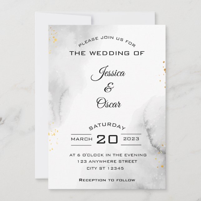 Modern Black and White Wedding Invitation (Front)