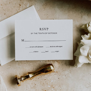 Modern Black and White Wedding   Meal Choice RSVP Card