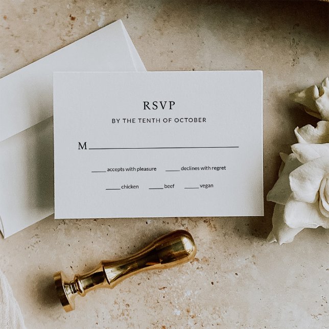 Modern Black and White Wedding | Meal Choice RSVP Card (Creator Uploaded)