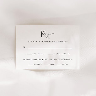 Modern Black and White Wedding   Meal Choice RSVP Card