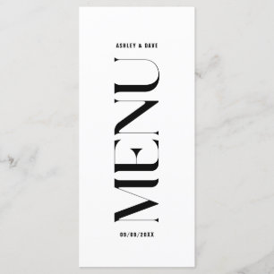 Modern Black and White Wedding Menu