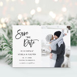 Modern Black and White Wedding Photo Save the Date Announcement Postcard<br><div class="desc">Simple and Modern Wedding Save the Date Photo Postcard.</div>