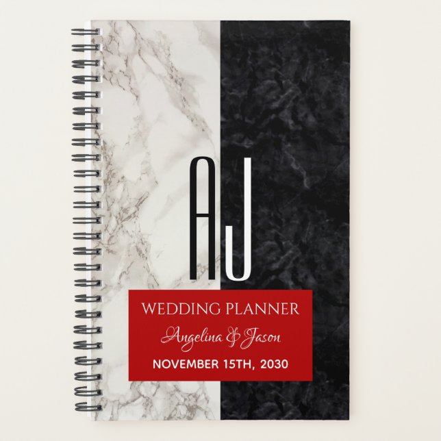 Modern Black and White Wedding Planner Book (Front)
