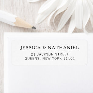 Modern Black and White Wedding Return Address Label