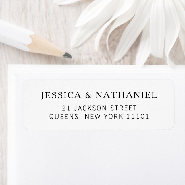 Modern Black and White Wedding Return Address Label (Insitu)
