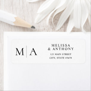 Modern Black and White Wedding Return Address Label