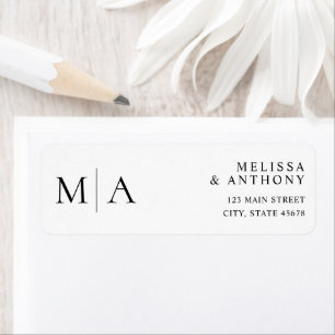Modern Black and White Wedding Return Address Label