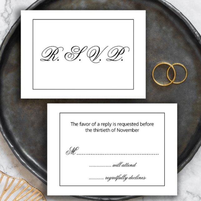 Modern Black and White Wedding RSVP (Creator Uploaded)