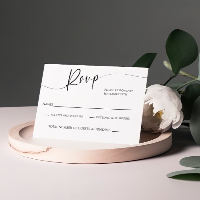 Modern Black and White Wedding RSVP Card (Creator Uploaded)