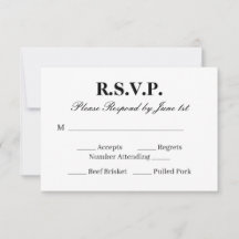 Modern Black and White Wedding RSVP Card