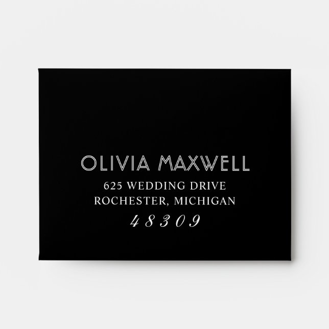 Modern Black and White Wedding RSVP Envelope (Front)