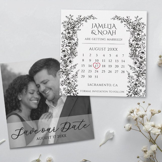 Modern Black and White Wedding Save The Date   (Creator Uploaded)