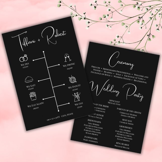 Modern Black and White Wedding Timeline Icons Program (Creator Uploaded)