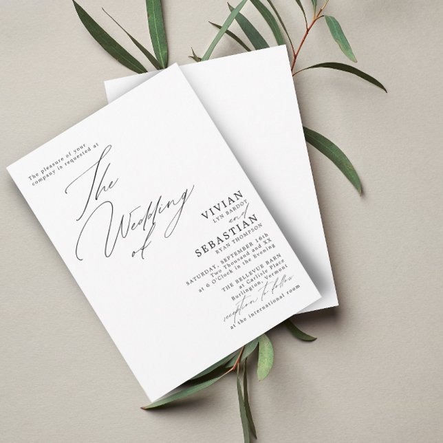 Modern Black and White White Wedding  Invitation (Creator Uploaded)