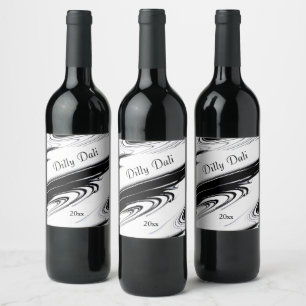 Modern Black and White Wine Label