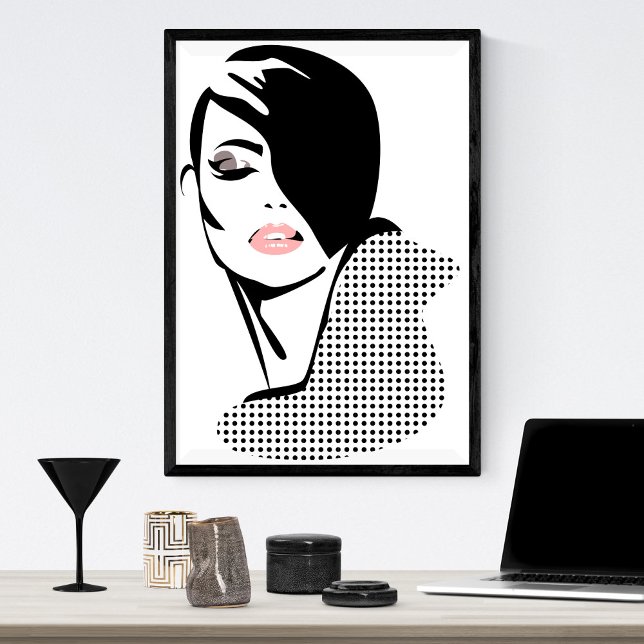 Modern black and white woman portrait minimalist  poster (Creator Uploaded)