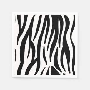 Modern black and white zebra stripes pattern napkin