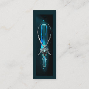 Modern Black Aquamarine Crystal Bookmark Mini Business Card