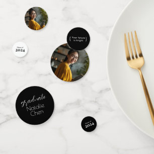 Modern Black Arch Graduation Photo Party Confetti