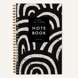 Modern Black Arch Pattern Motivation Notebook