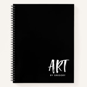 Modern Black Artist Sketchbook With Name Notebook