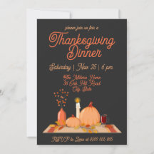 Modern Black Background Thanksgiving Dinner