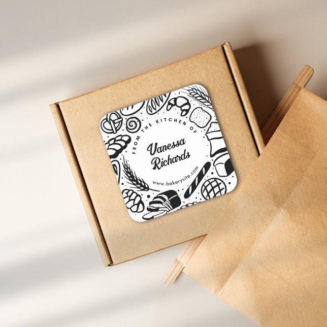 Modern Black Bakery Border Kitchen Cookie Labels (Creator Uploaded)