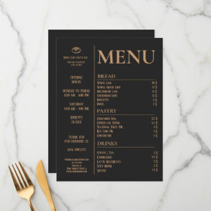 Modern Black Bakery, Caffee Table Menu