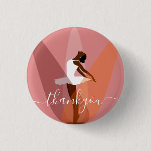 Modern black ballerina ballet dancer illustration  3 cm round badge