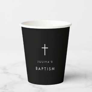 Modern black Baptism Paper Cups