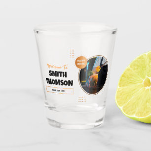 Modern Black Barware Name Pub Style with Photo Shot Glass