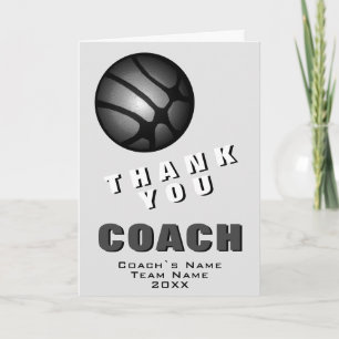 Modern Black Basketball Thank you Coach  Card