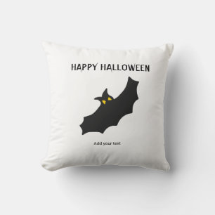 modern black bat script halloween party cushion