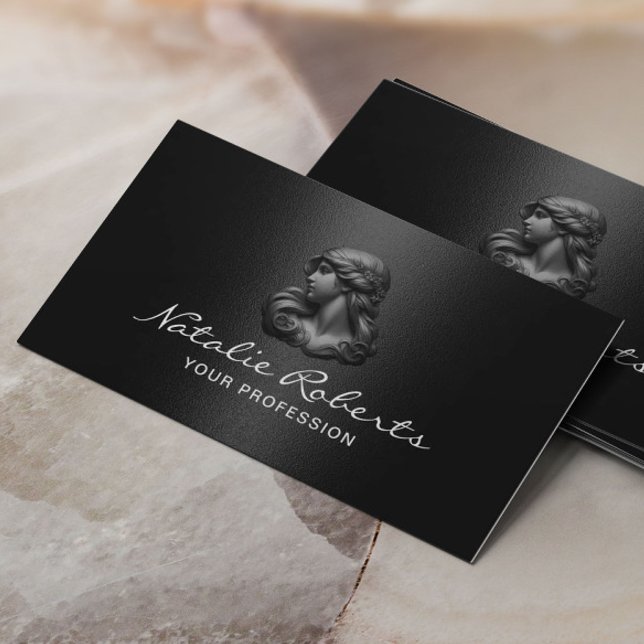 Modern Black Beauty Logo Hair Stylist Salon & SPA Business Card (Creator Uploaded)