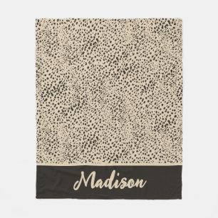 Modern Black & Beige Dalmatian Spot Fleece Blanket