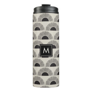 Modern Black & Beige Sunset Abstract Art Monogram Thermal Tumbler