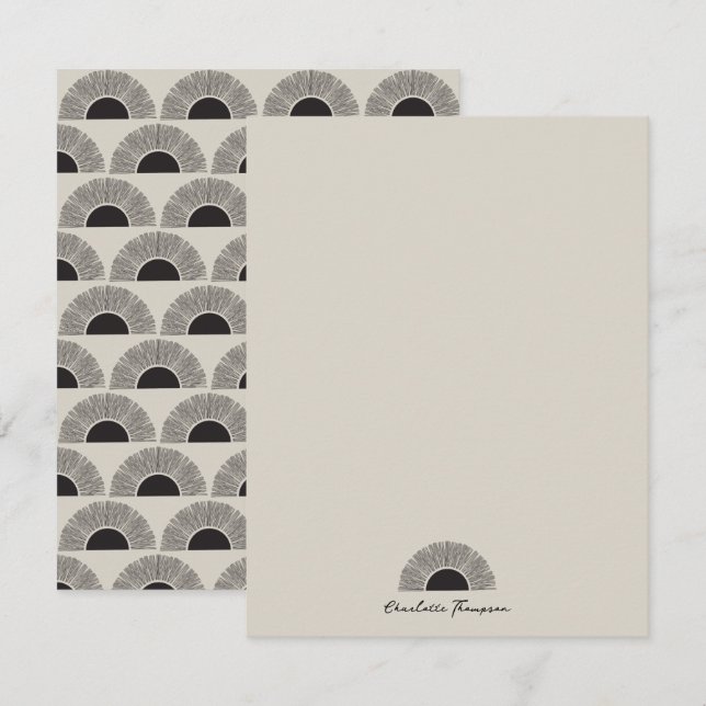 Modern Black & Beige Sunset Abstract Art Pattern Card (Front/Back)