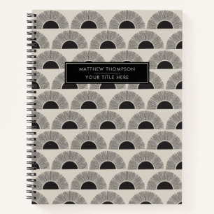 Modern Black & Beige Sunset Abstract Art Pattern Notebook