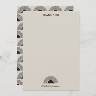 Modern Black & Beige Sunset Abstract Art Pattern Thank You Card