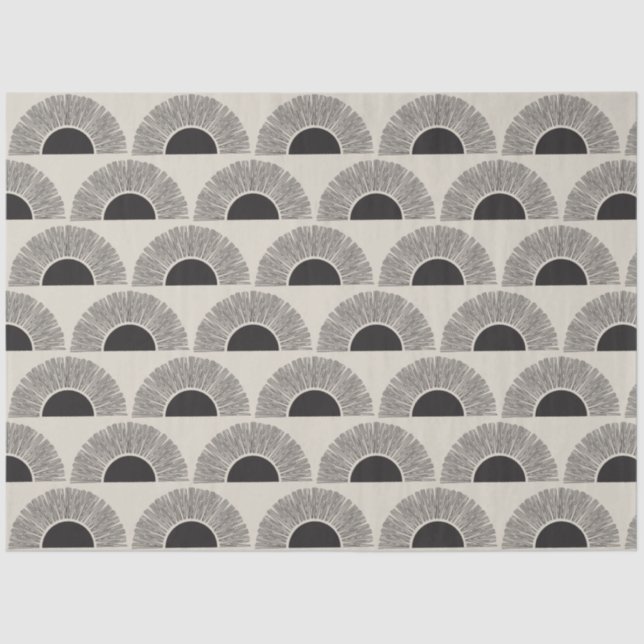 Modern Black & Beige Sunset Abstract Art Pattern Tissue Paper (Front)