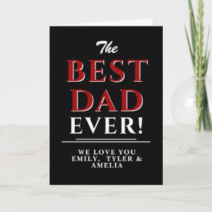 Modern Black Best Dad Red Typography Father`s day Card