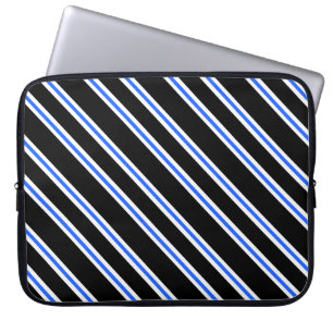Modern Black Blue Stripes Laptop Sleeve
