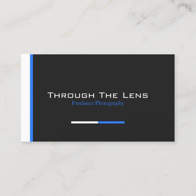 Modern Black, Blue & White Stripe - Business Card (Front)