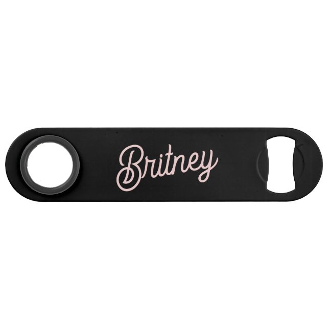 Modern Black Blush Dusty Pink Monogram and Name (Back Horizontal)