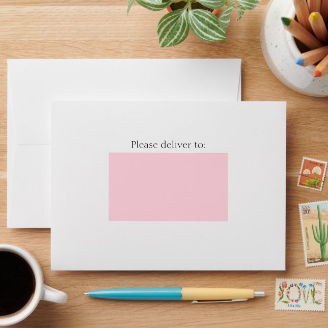 Modern Black & Blush Pink Striped Graduation Envelope (Desk)