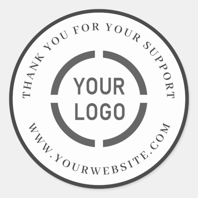Modern black border logo business thank you classic round sticker (Front)