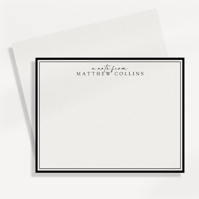 Modern Black Border Personalised Note Card (Creator Uploaded)
