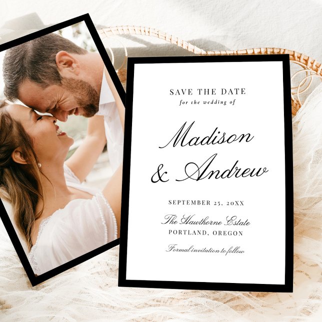 Modern Black Border Photo Wedding Save The Date (Creator Uploaded)