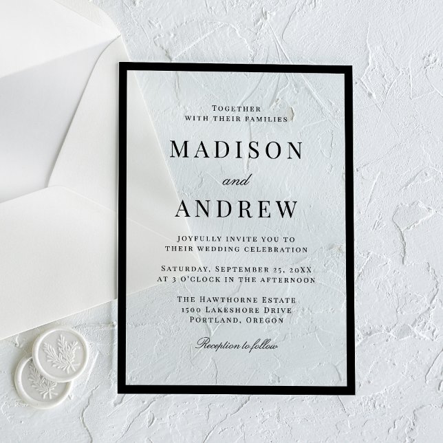 Modern Black Border Wedding Acrylic Invitations (Creator Uploaded)