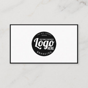 Modern Black Border White Custom Minimalist Logo Business Card